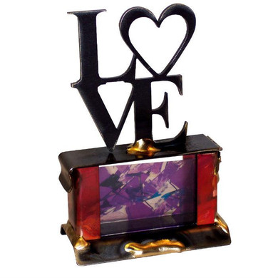 Love Wedding Breaking Glass Keepsake Box By Gary Rosenthal, Sculptures In Multi-Colored,black,red Size: 5 X 3.5 X 1.5