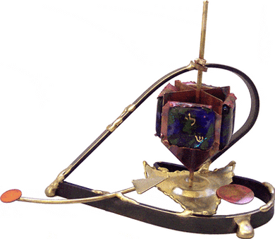 Folded Heart Wedding Dreidel By Gary Rosenthal In Purple,multi-Colored,black,gold Size: 6.5X4X8
