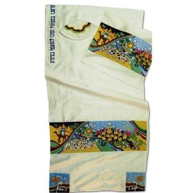 3 Pc Tallit Set In Wild Silk, Joseph'S Dreams