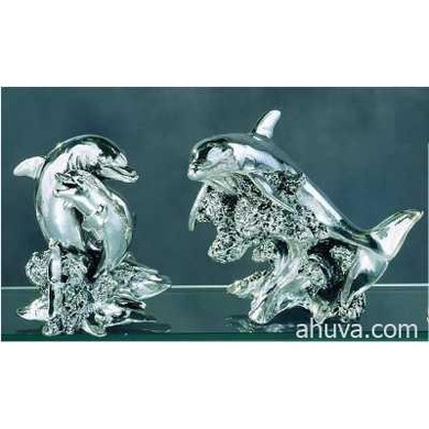 Dolphins Miniature Figurine Silver