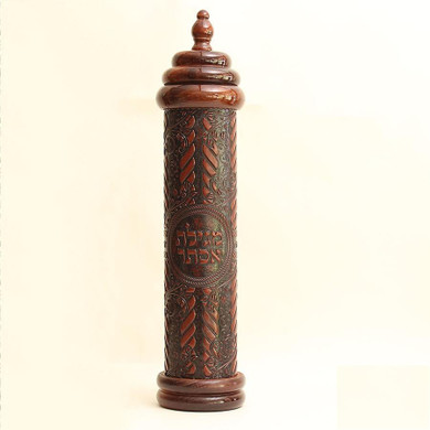 Megilah Scroll Wood and Leather Holder Case Megilah Scroll Wood and Leather Holder Case