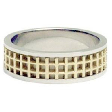 Geometrica 14 Karat White & Yellow Gold Ring Bands