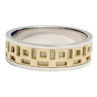 Geometrical Boxed 14 Karat Gold Ring Bands