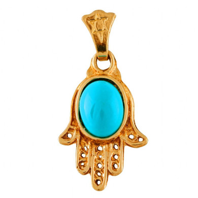 Hamsa Pendant With A Turquoise Or Onyx Stone