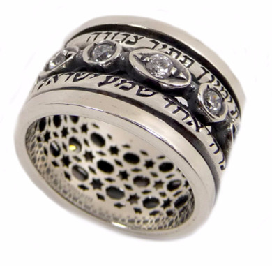 Silver Ring Rotating "Ana" Set With Zircons