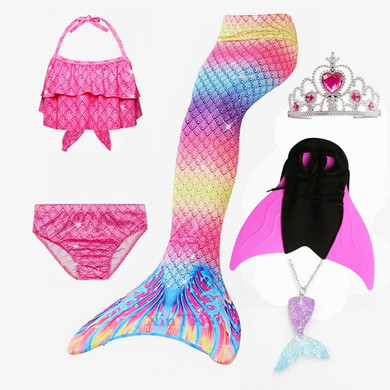 Swimmable Mermaid Tails With Monofin Swimsuit for Girls