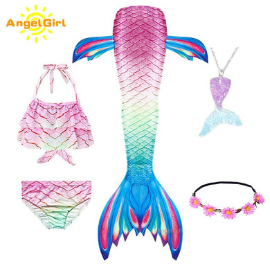 Designer Girl's Mermaid Tail Bikini Bathing Swimsuit With Flipper
