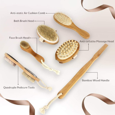Natural Bristle Shower Brush - Remove Dead Skin & Toxins, Cellulite Treatment Massage Brush