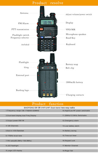 Professional UV-5R 5W VHF UHF Walkie Talkie CB Radio Station