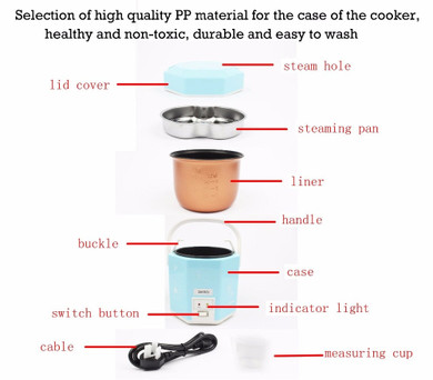 Multifunction 1.2L Mini Electric 2 Layers Non-stick Coating Rice Cooker