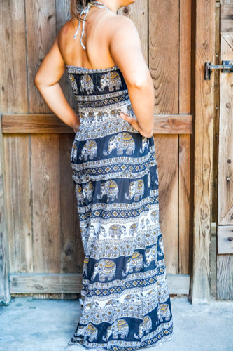 Elephant Boho Maxi Dress, Hippie Dress, Gypsy