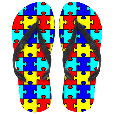 Autism - Colorful Puzzle Pieces Flip Flops