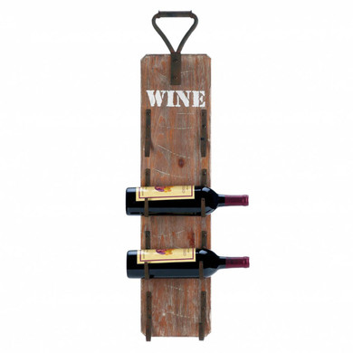 WINE BOTTLE WALL RACK WITH METAL HANDLE