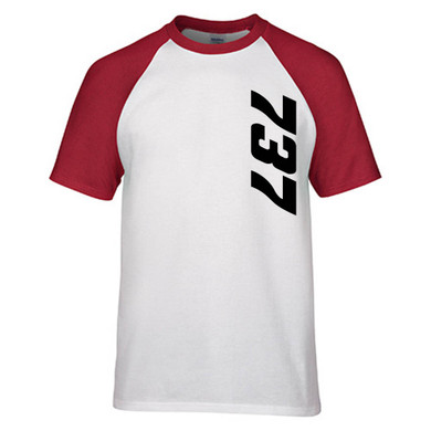 737 Side Text Designed Raglan T-Shirts