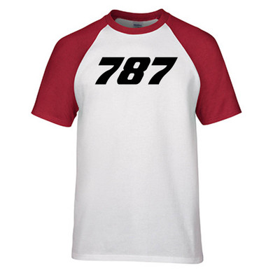 787 Flat Text Designed Raglan T-Shirts