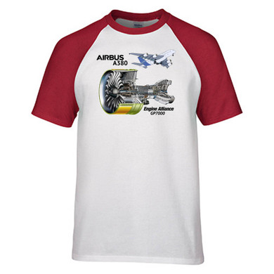 Airbus A380 & GP7000 Engine Designed Raglan T-Shirts