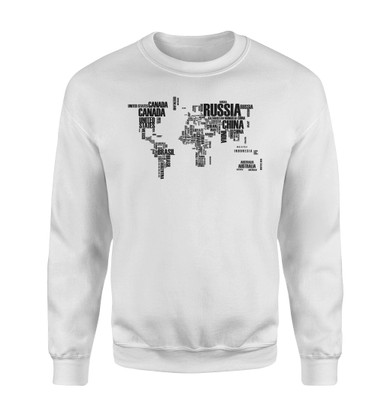 World Map (Text) Designed Sweatshirts