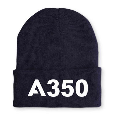 A350 Flat Text Embroidered Beanies