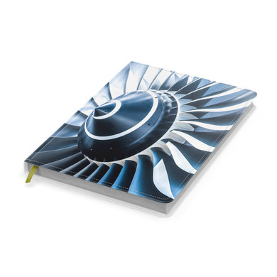 Blue Toned Super Jet Engine Blades Closeup Designed Notebooks