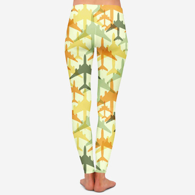 Seamless Colourful Airplanes Designed Women Leggins