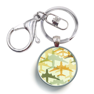 Seamless Colourful Airplanes Designed Circle Key Chains