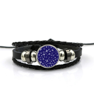Different Sizes Seamless Airplanes Designed Leather Bracelets