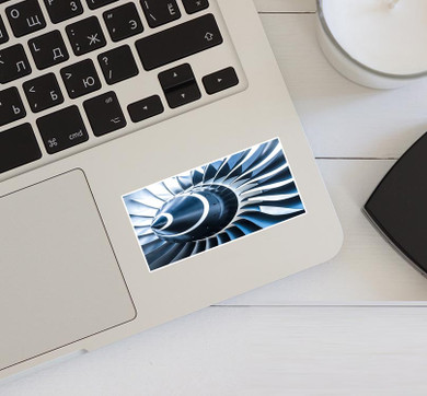 Blue Toned Super Jet Engine Blades Closeup Designed Stickers