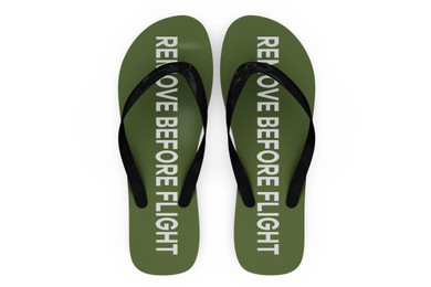 Remove Before Flight 2 (Green) Designed Slippers (Flip Flops)