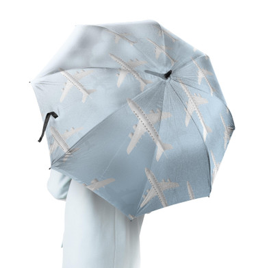 White Seamless Airplanes & Shadows Designed Umbrella