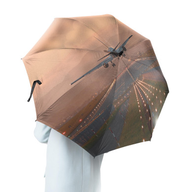 Super Cool Landing During Sunset Designed Umbrella