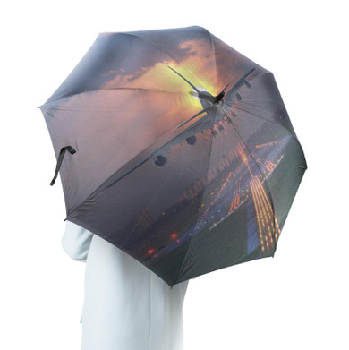 Super Airbus A380 Landing During Sunset Designed Umbrella