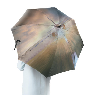 Airplane Flying Over Runway Designed Umbrella