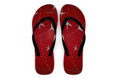 Travelling with Aircraft (Red) Designed Slippers (Flip Flops)