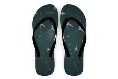 Travelling with Aircraft (Green) Designed Slippers (Flip Flops)