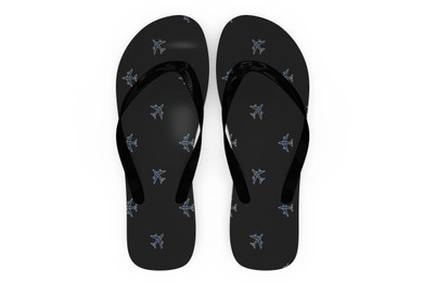 Nice Airplanes (Gray) Designed Slippers (Flip Flops)