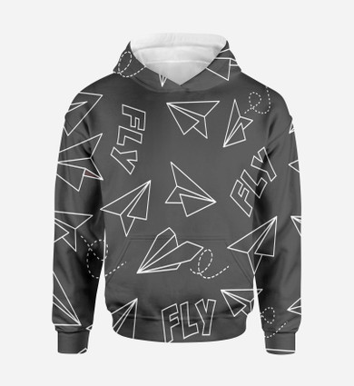 Paper Airplane & Fly (Gray) Printed 3D Hoodies