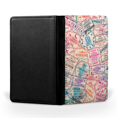 Passport Stamps Designed Passport & Travel Cases