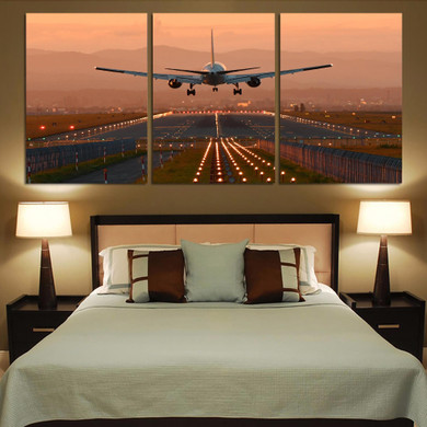 Super Cool Landing During Sunset Printed Canvas Posters (3 Pieces)