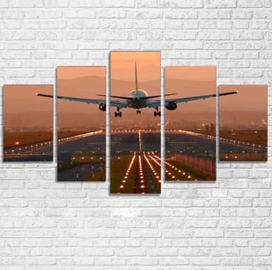 Super Cool Landing During Sunset Printed Multiple Canvas Poster
