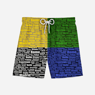 World City Names Designed Swim Trunks & Shorts