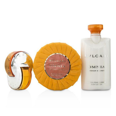 Omnia Indian Garnet Coffret: Eau De Toilette Spray 15ml-0.5oz + Scented Soap 150g-5.3oz + Body Lotion 75ml-2.5oz - 3pcs