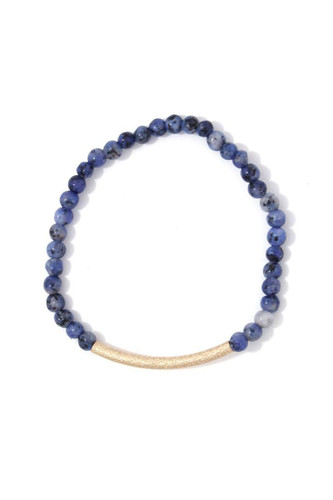 Textured metal bar multi colored beaded stretch bracelet