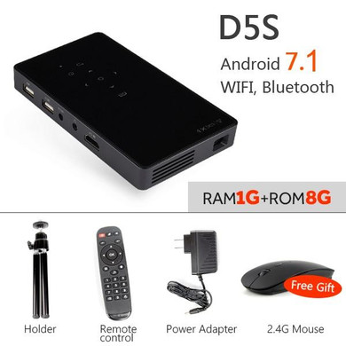 AUN Smart Projector, D5S, Android 7.1 (Optional 2G+32G) WIFI, Bluetooth, HDMI, Home Theater Mini Projector (Optional D5 White)