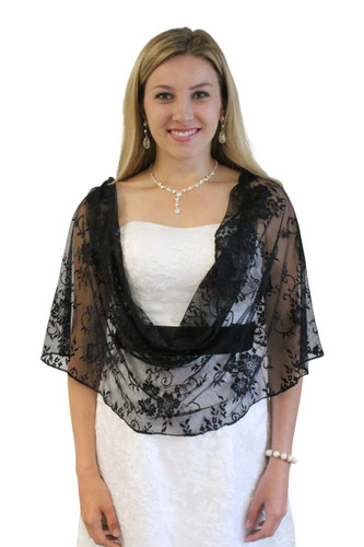 Lace Bridal Bolero Wedding Shawl Black
