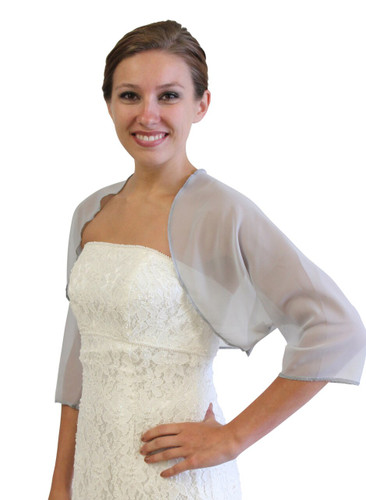 Gray Chiffon Jacket, Chiffon Wedding jacket