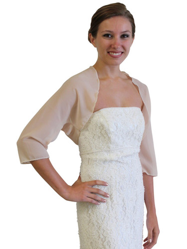 Champagne Chiffon Jacket, Champagne Wedding jacket
