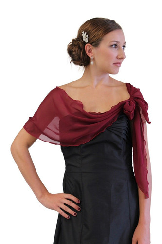 Chiffon Bridal Wrap Wedding Shawl - Burgundy 5139CH