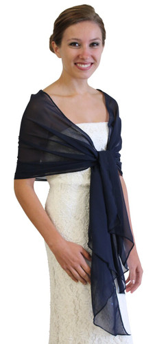 Chiffon Wedding Shawl Navy Blue