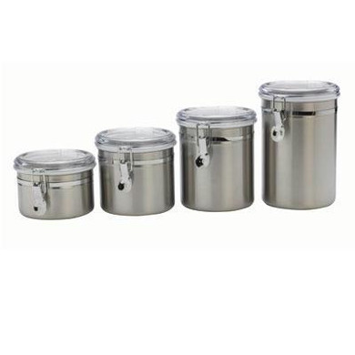 SS Canister Set w- Clear Lids