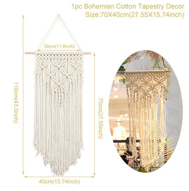 QIFU Boho Wedding Decor Wedding Photo Backdrop Cotton Handmade Wall Hanging DIY Room Wedding Decoration Rustic Party Supplies